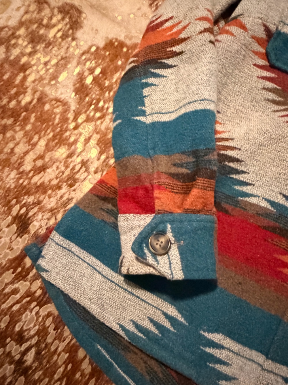 Idyllwind Teal, Rust & Gray Aztec Button-Down Jacket - Picture 4 of 5